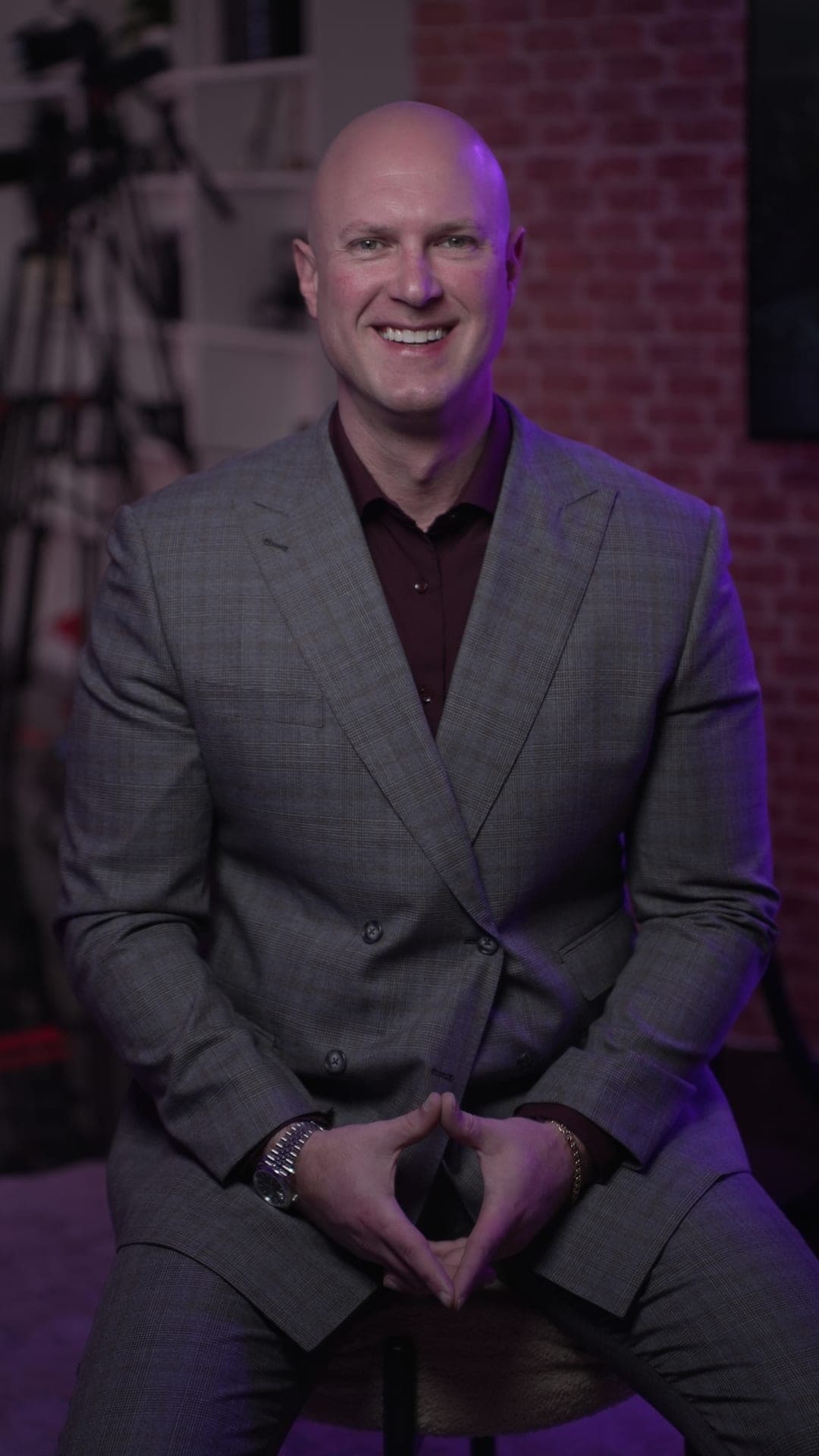 Brad Strawbridge photographed on set during the Legacy Makers TV shoot with Rudy Mawer